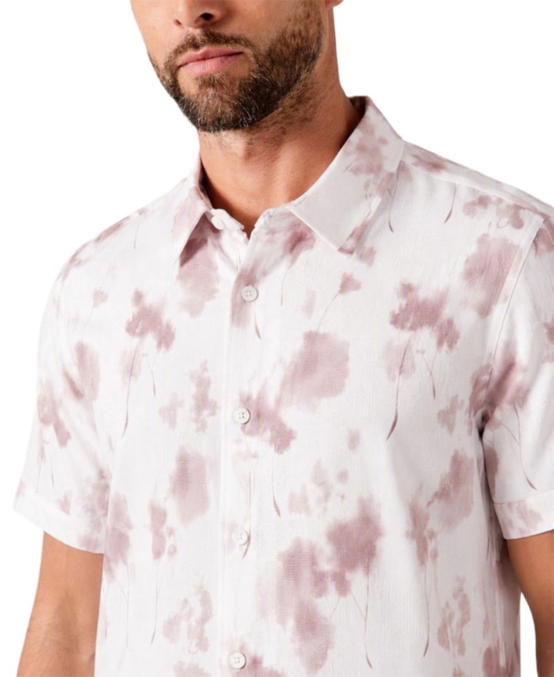 Men's Knox Jacquard Short-Sleeve Floral Print Regular-Fit Shirt