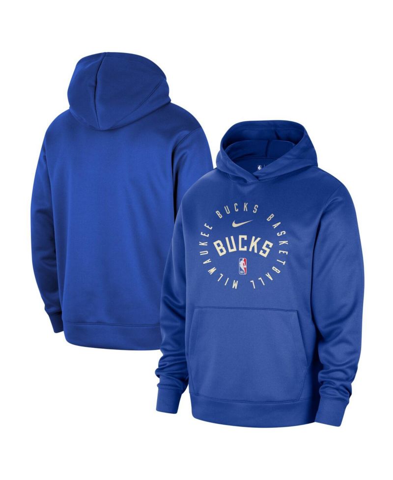 Men's Royal Milwaukee Bucks 2024/25 Spotlight On-Court Practice Performance Pullover Hoodie
