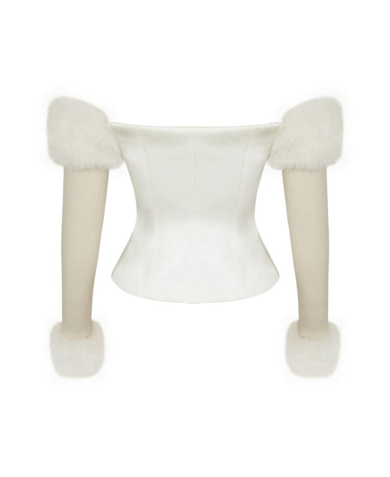 Women's Nola Off-Shoulder Fur Trimmed Top