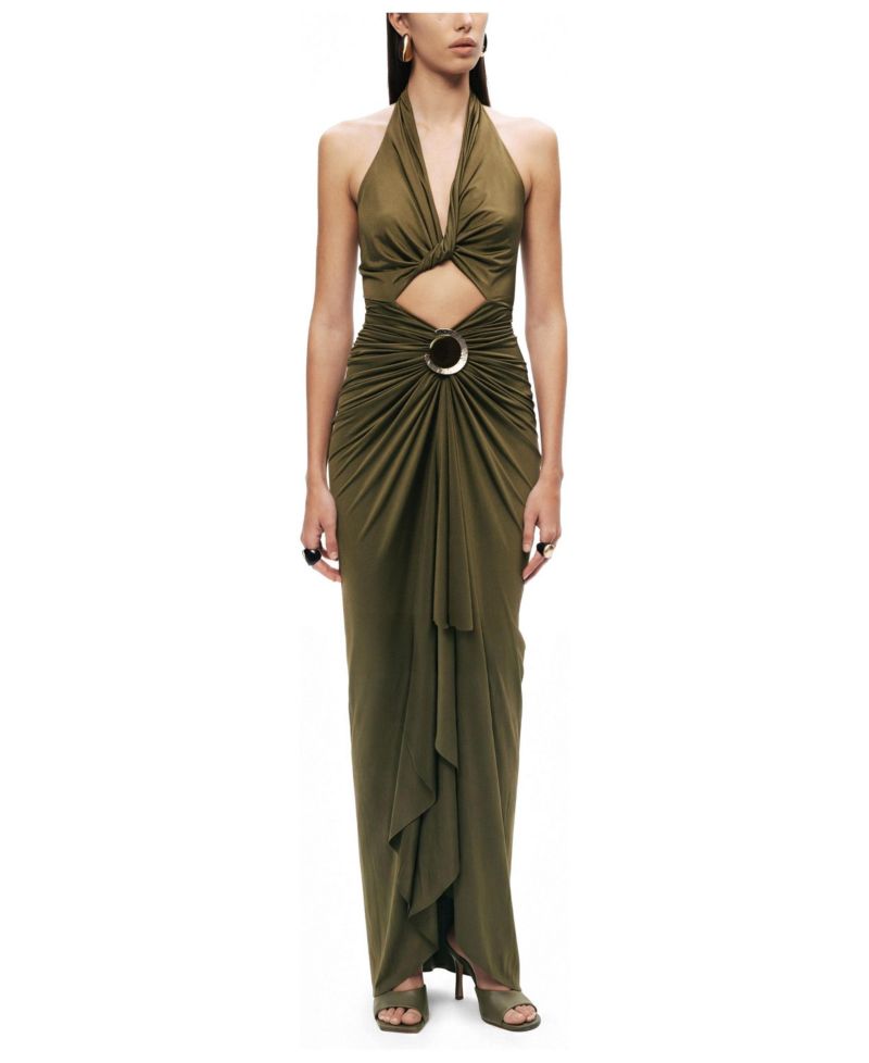 Women's Cut-Out Halter Maxi Dress