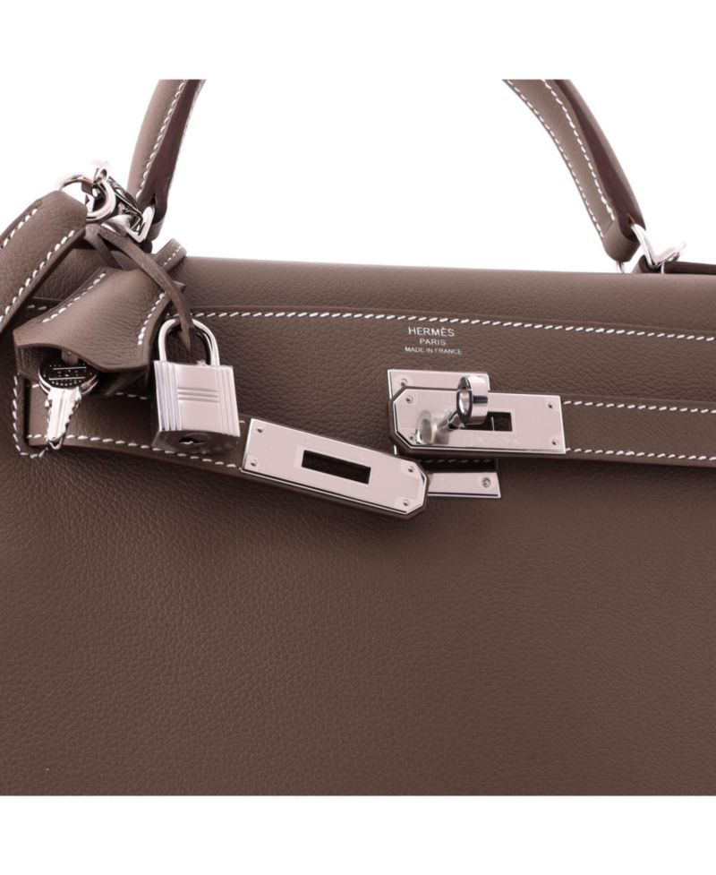 Kelly 28 Handbag Grey Evercolor with Palladium Hardware