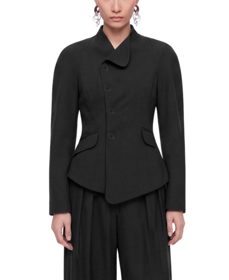 Women's Double-Breasted Stand Collar Peplum Jacket