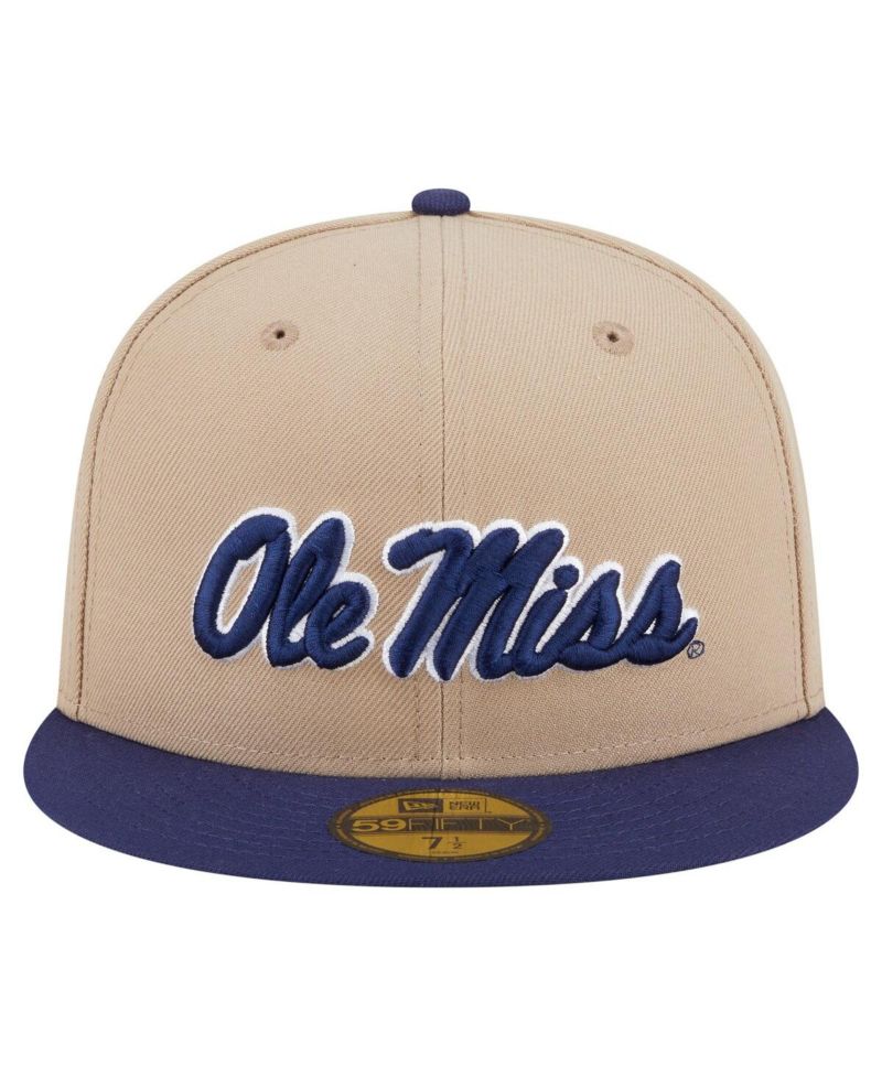 Men's Khaki Ole Miss Rebels Two-Tone 59FIFTY Fitted Hat