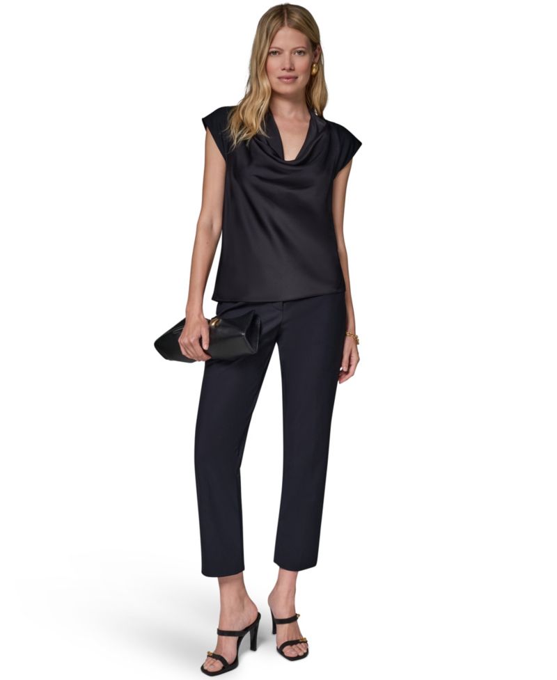 Women's Cowl-Neck Cap-Sleeve Top