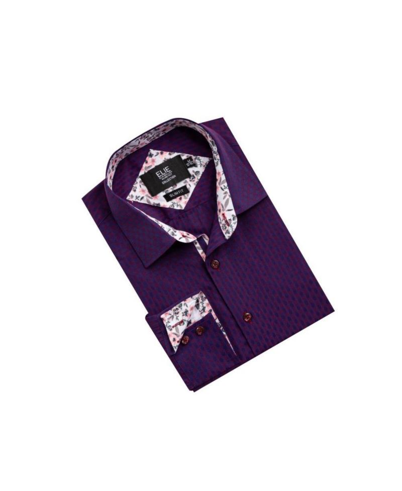 Men's Slim Fit Jacquard Dot Button-Down Shirt