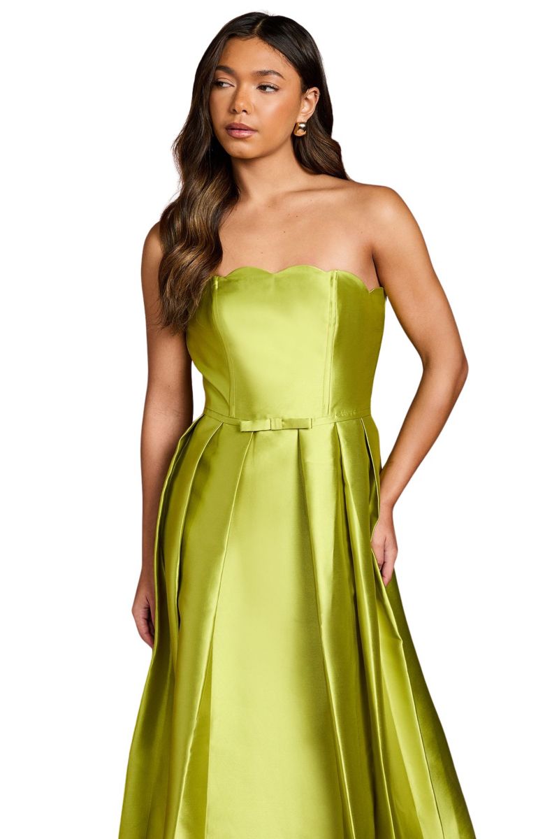 Women's Scalloped Strapless Midi Dress