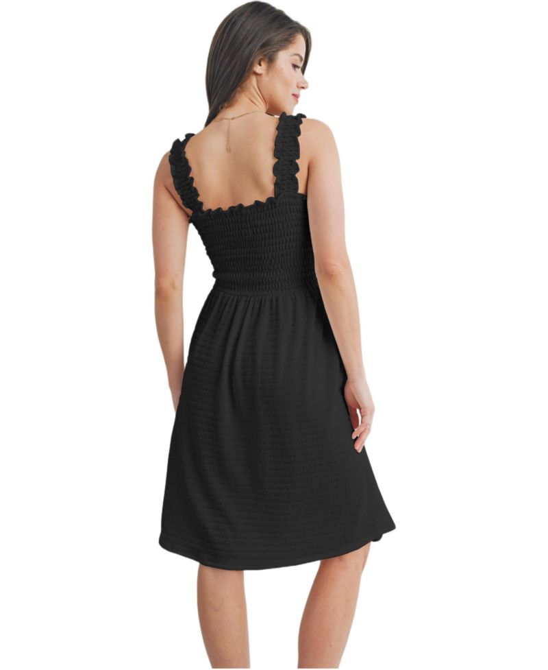 Women's Smocked Empire Waist Sleeveless Square Neck Dress