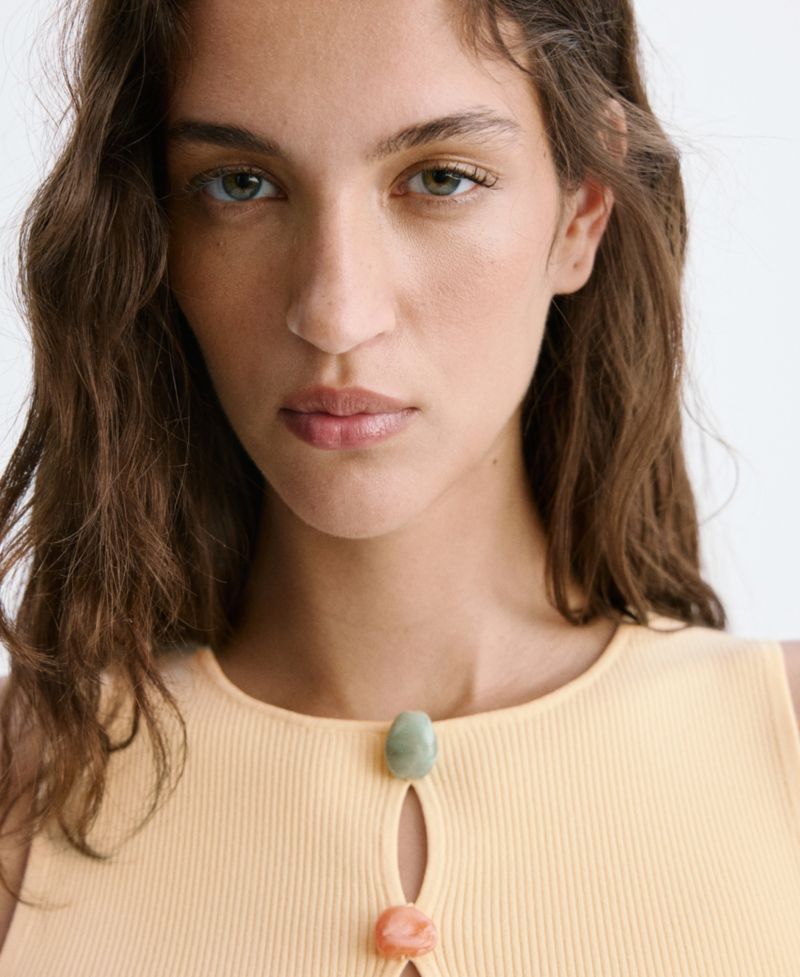 Women's Beads Ribbed Top