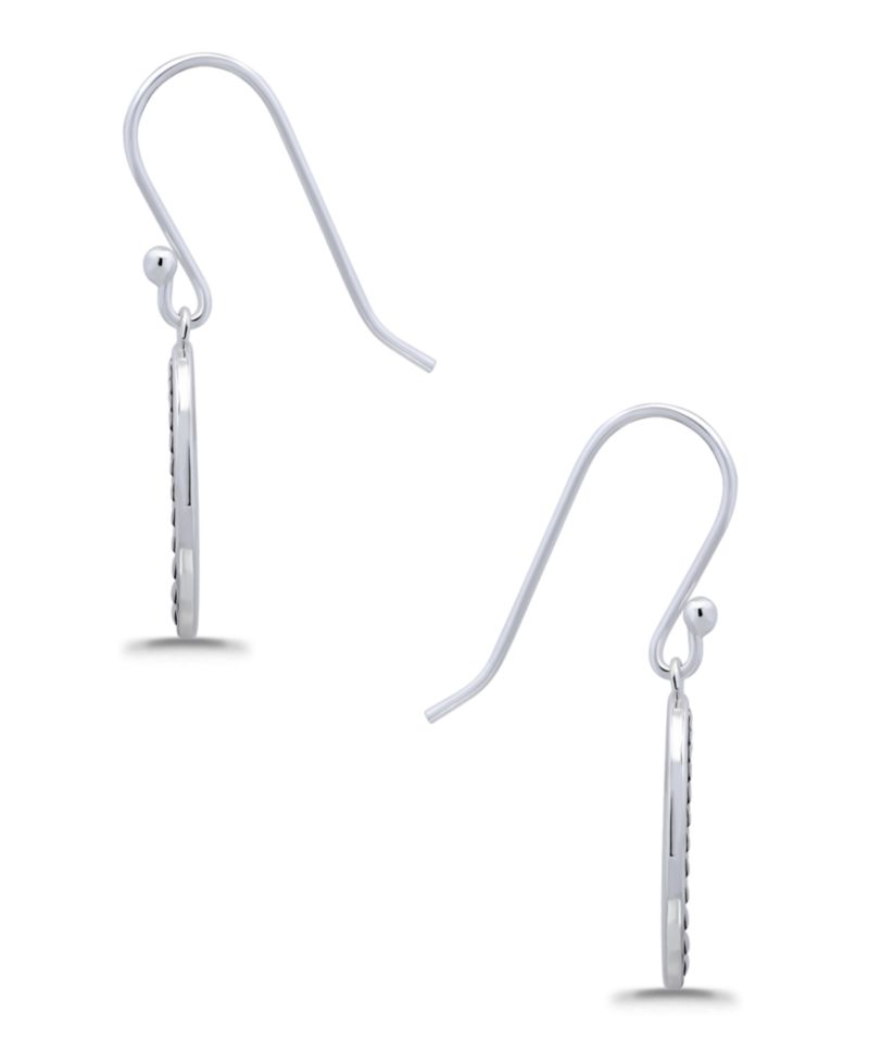 Oxidized Beaded Oval Fishhook Earrings