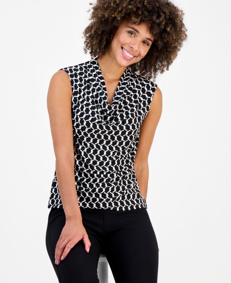 Women's Cowl-Neck Cap-Sleeve Blouse