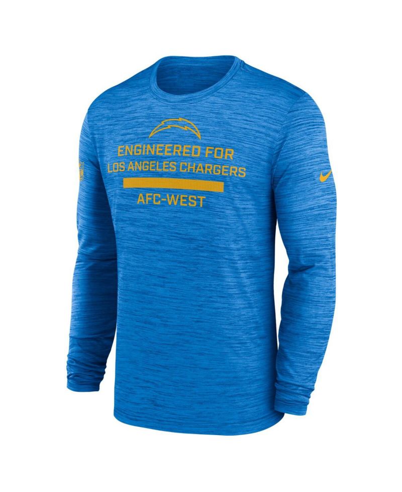 Men's Powder Blue Los Angeles Chargers Sideline Velocity Performance Long Sleeve T-Shirt