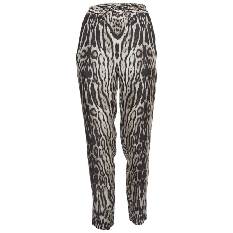 Women's Leopard Print Silk Drawstring Trousers