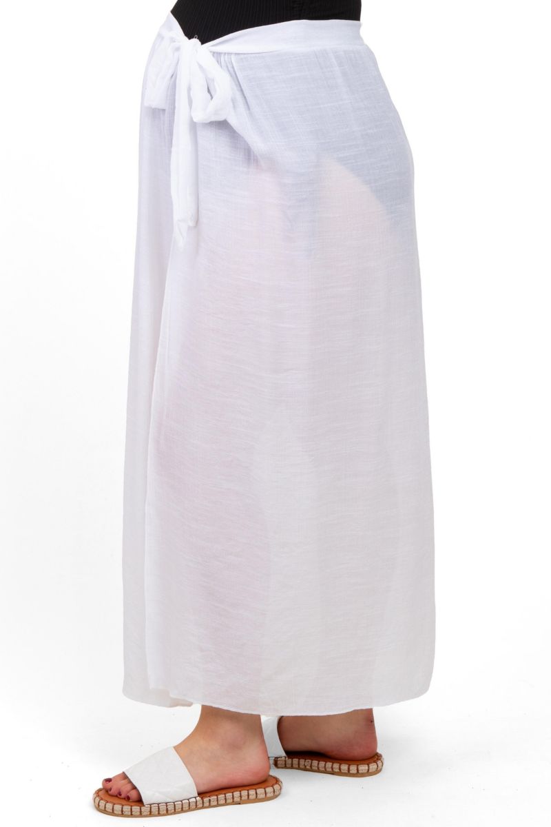 Women's White Loose Beach Cover Up Skirt