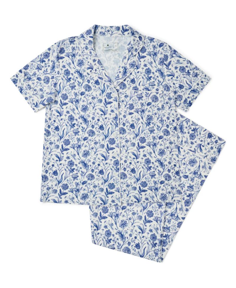 Women's Porcelain Vine Viscose from Bamboo-Blend Floral Short-Sleeve Pajama Set