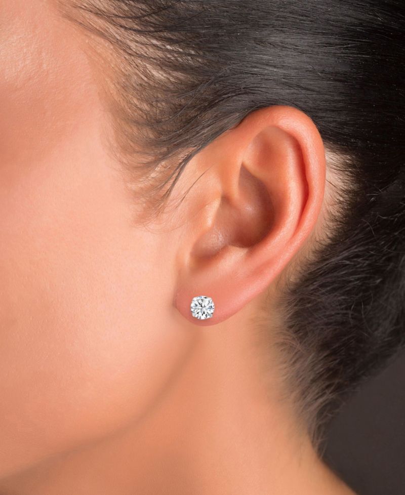 2-Pc. Solitaire Ball Stud And Hoop Earrings Set in Sterling Silver