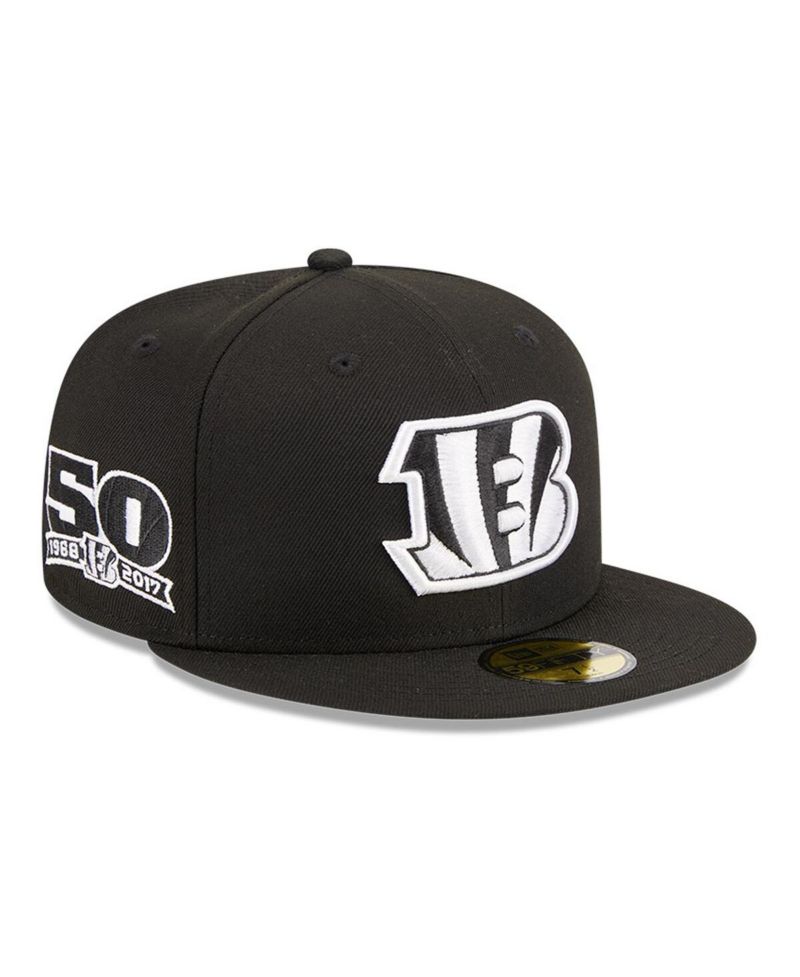 Men's Black Cincinnati Bengals Main Patch 59FIFTY Fitted Hat
