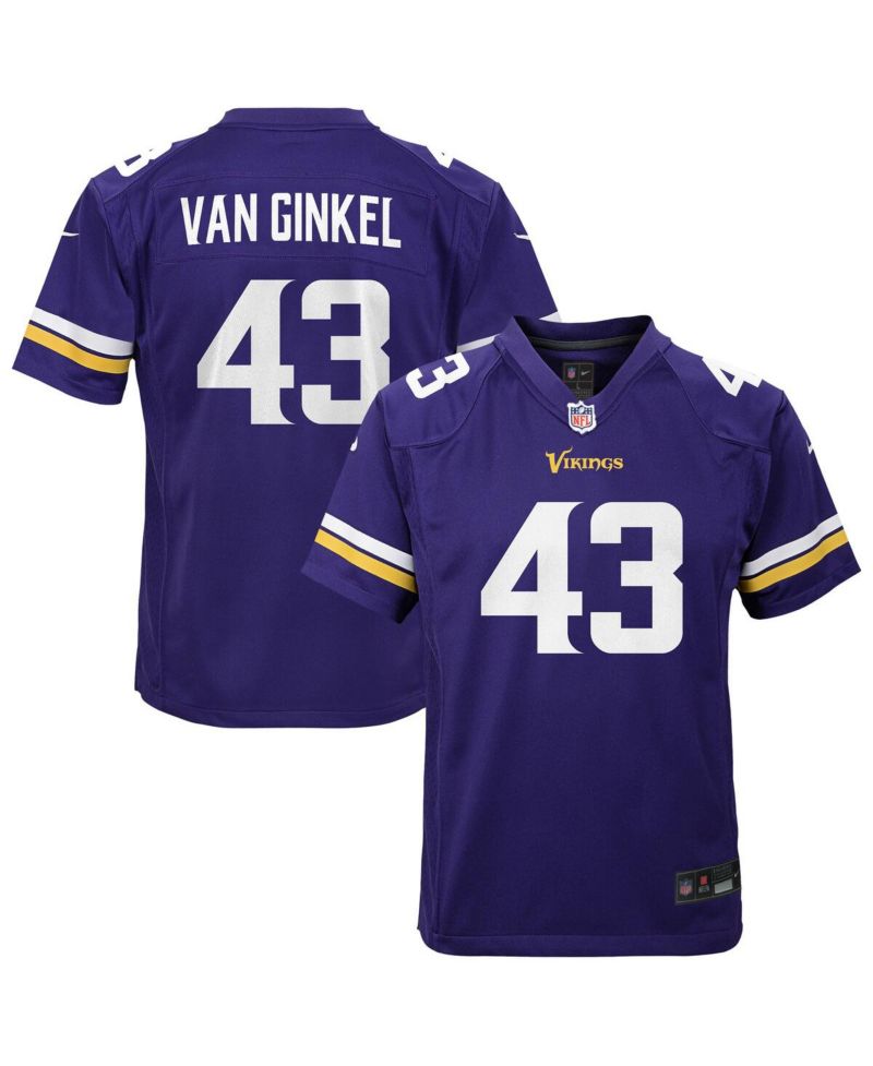 Big Boys and Girls Andrew Van Ginkel Purple Minnesota Vikings Team Game Jersey