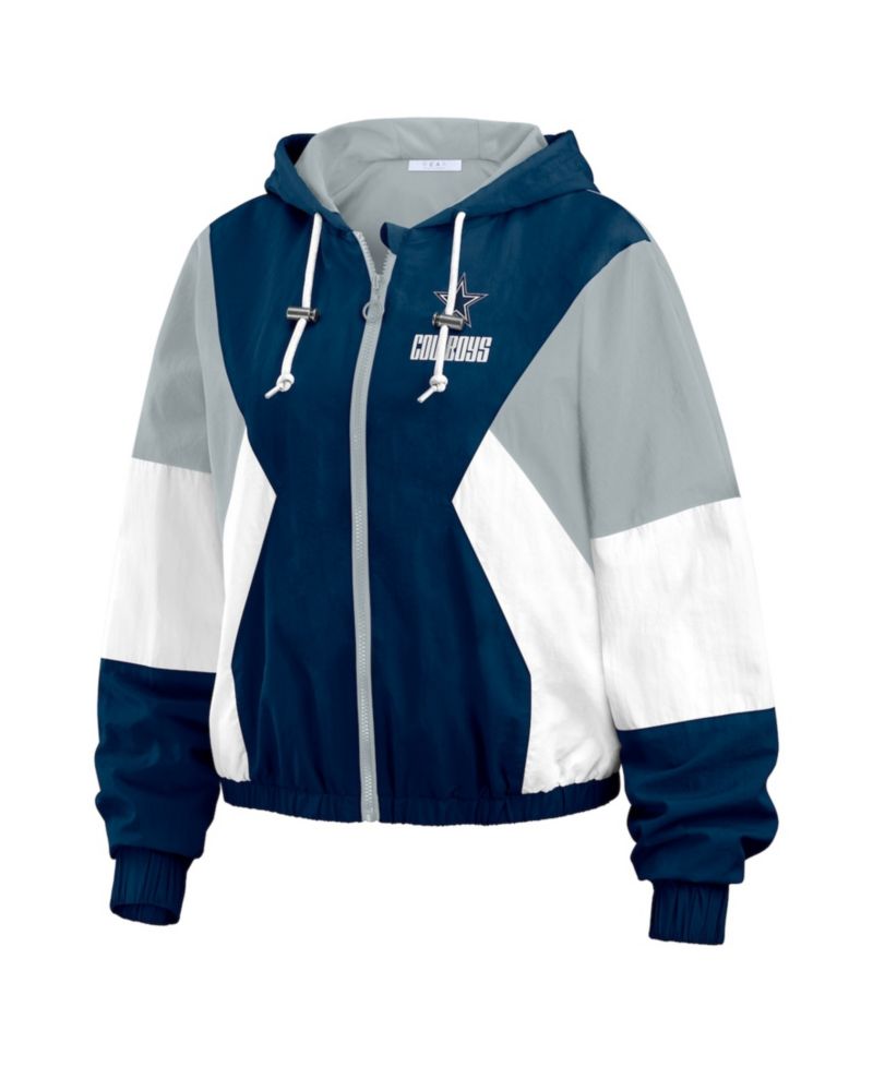 Women's Navy Dallas Cowboys Color Block Full-Zip Windbreaker Jacket