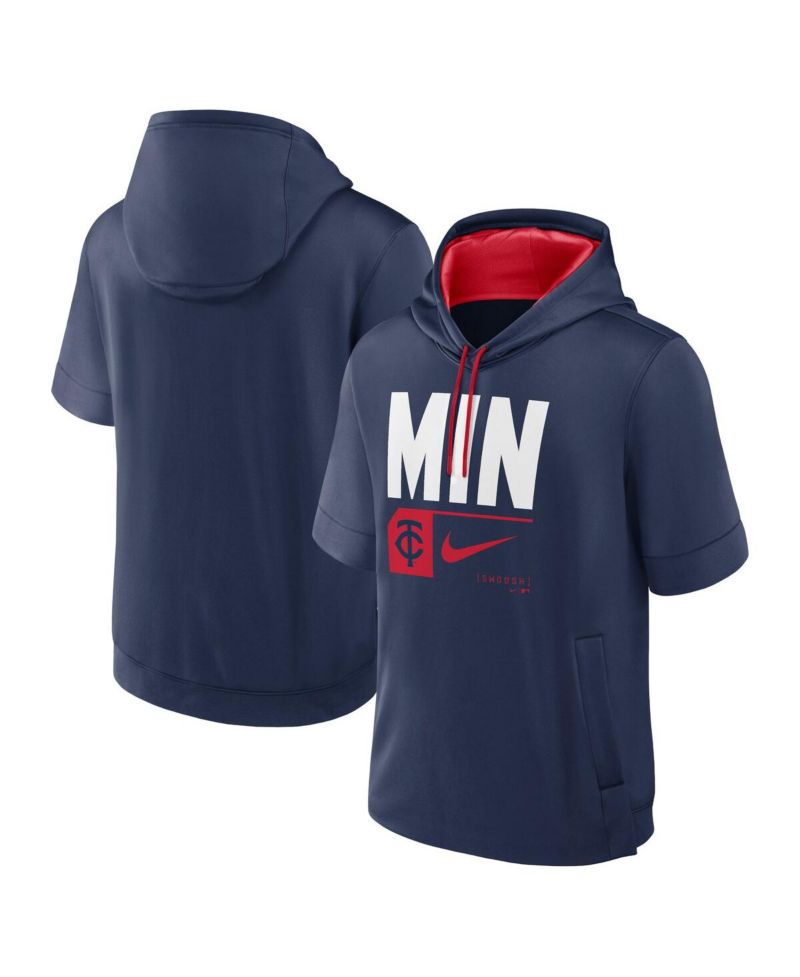 Men's Navy Minnesota Twins Tri Code Lockup Short Sleeve Pullover Hoodie