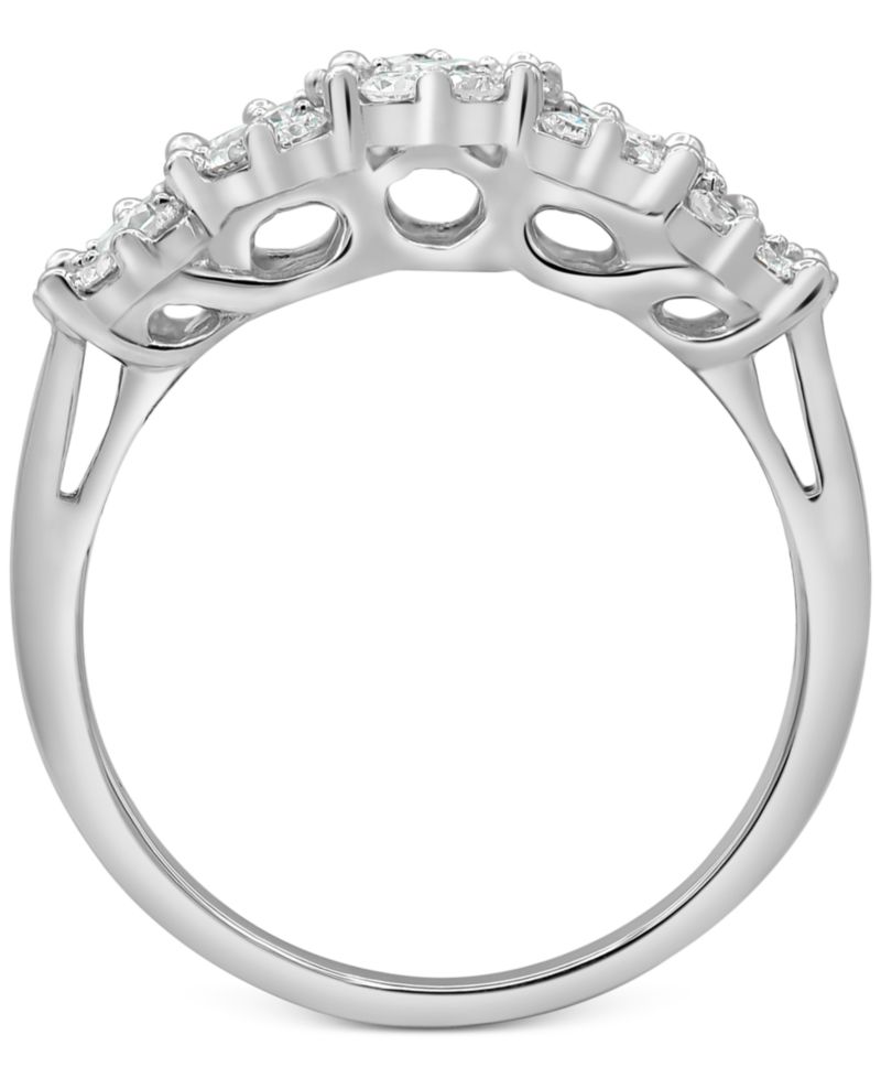Lab-Created Diamond Horizontal Cluster Statement Ring (1 ct. t.w.) in Sterling Silver