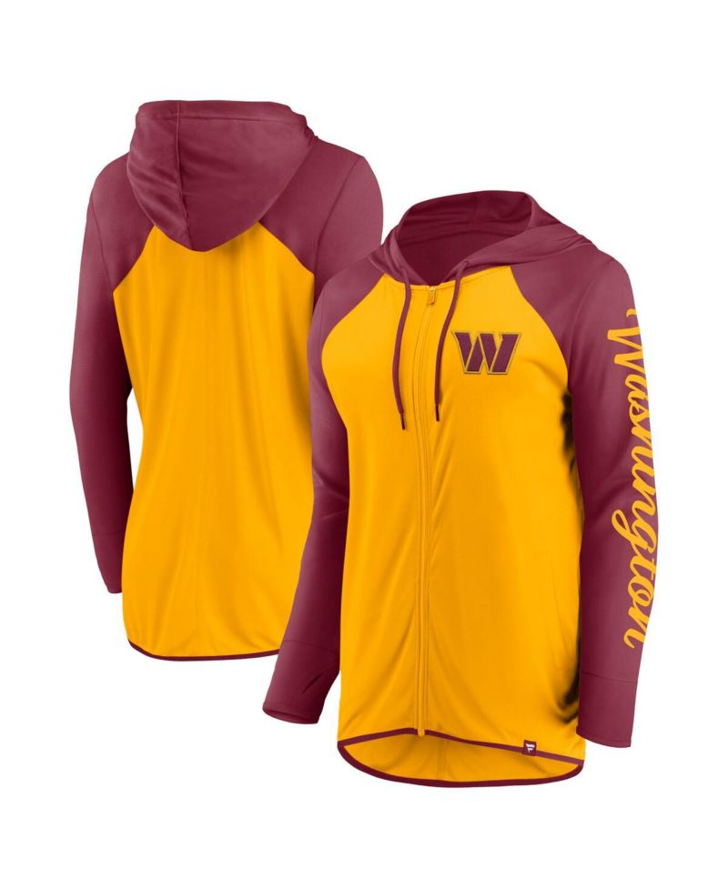 Women's Gold/Burgundy Washington Commanders Script Full-Zip Hoodie