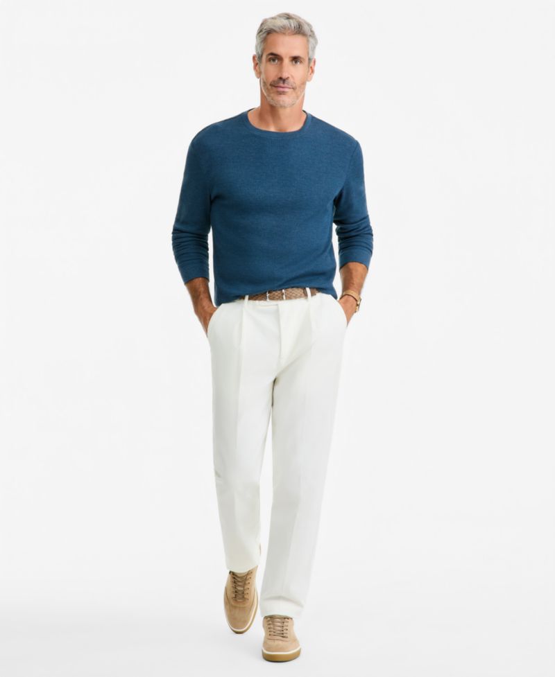 Men's Thermal Long-Sleeve Ribbed Crewneck Sweater