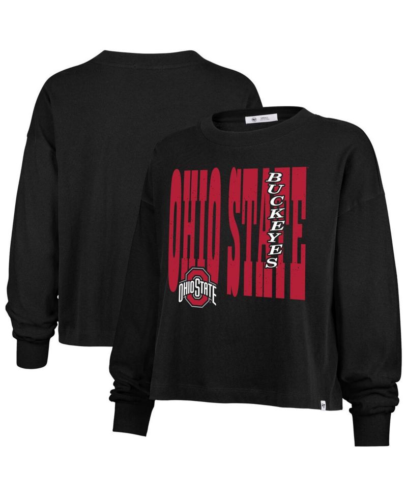 Women's Black Ohio State Buckeyes Stacked Sydney Long Sleeve T-Shirt