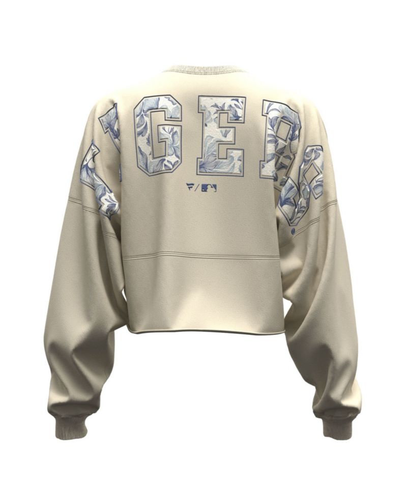 Women's Light Beige Detroit Tigers Spirit Floral Script Cropped Long-Sleeve T-Shirt