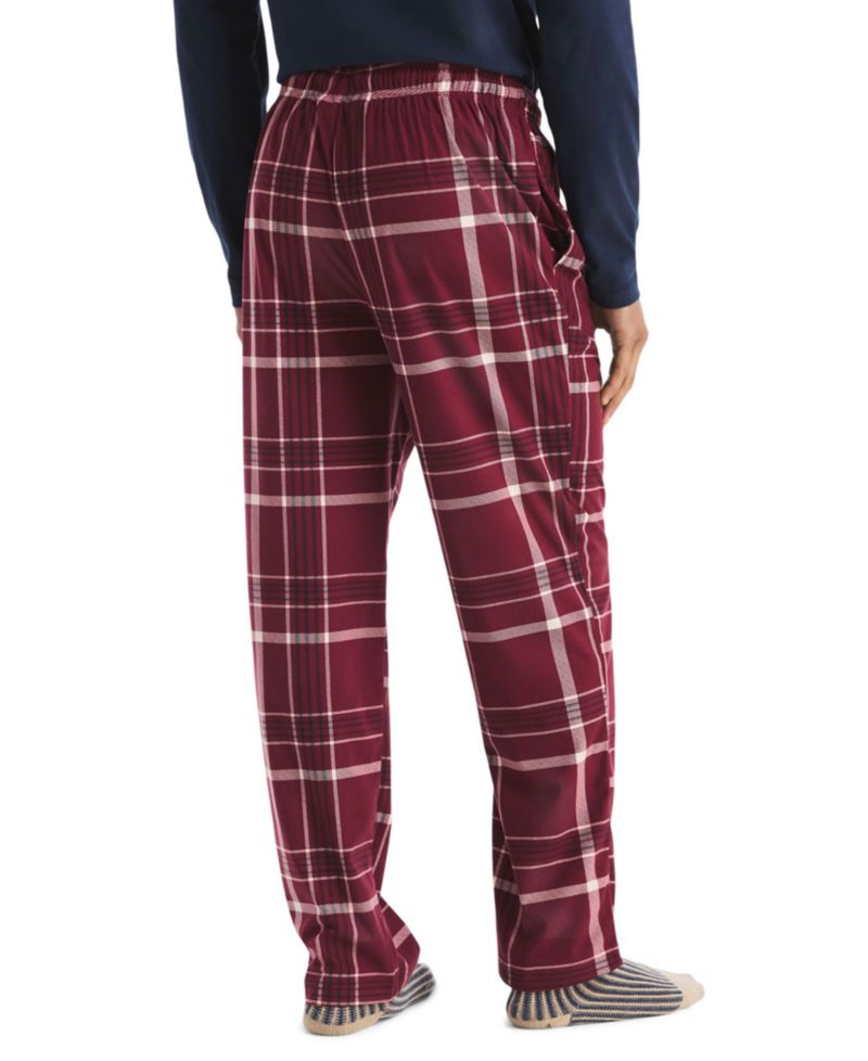 Men's Cozy Open Bottom Plaid Fleece Relaxed-fit Pajama Pants