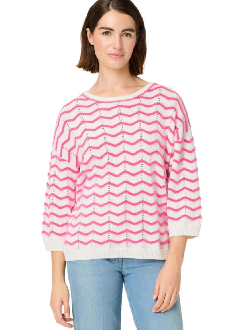 Women's Chevron Eyelash Knit Sweater