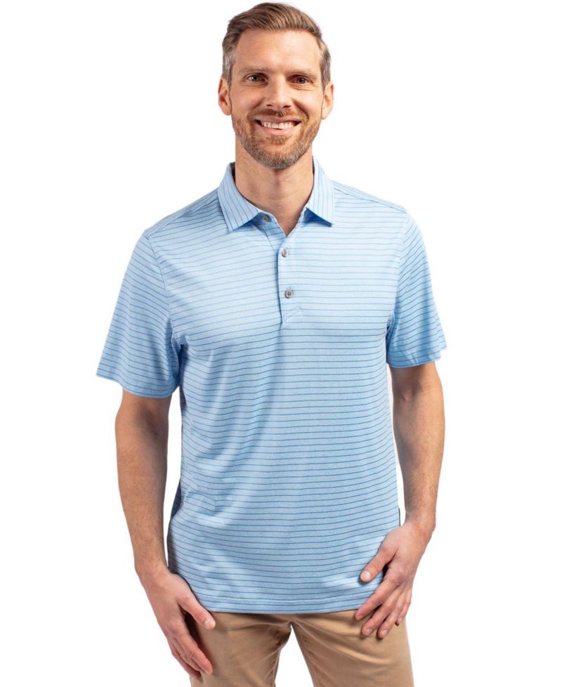 Men's Cutter and Buck Forge Eco Heather Stripe Stretch Recycled Polo