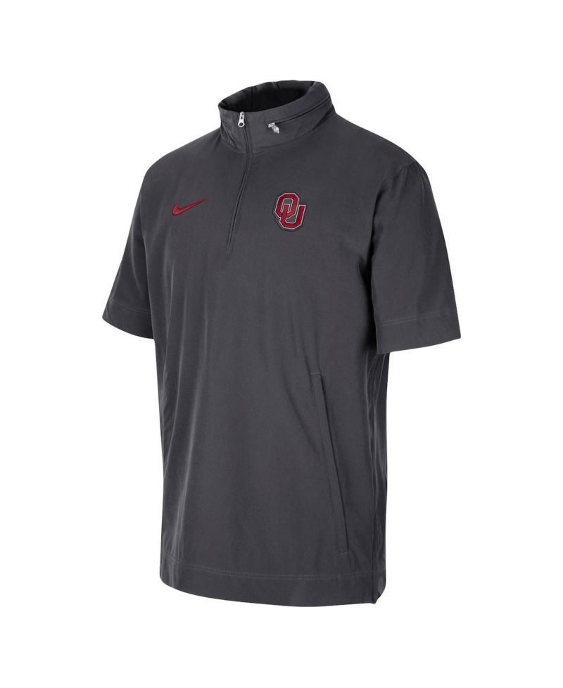 Men's Anthracite Oklahoma Sooners Coaches Half-Zip Short Sleeve Jacket