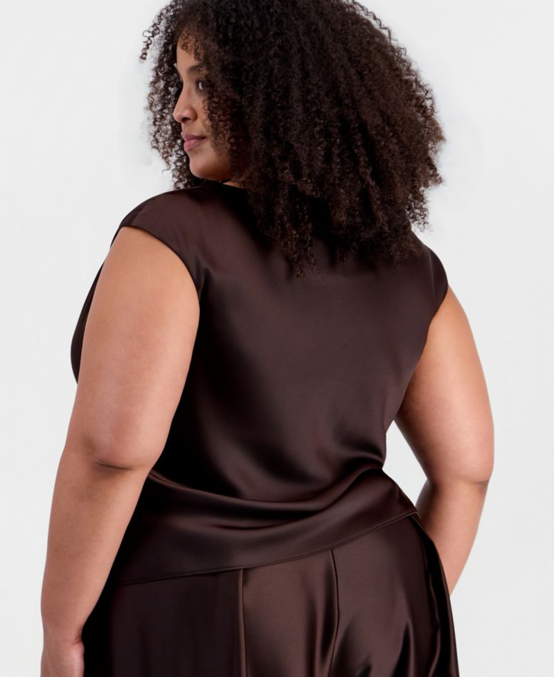 Plus Size Asymmetrical Draped Top