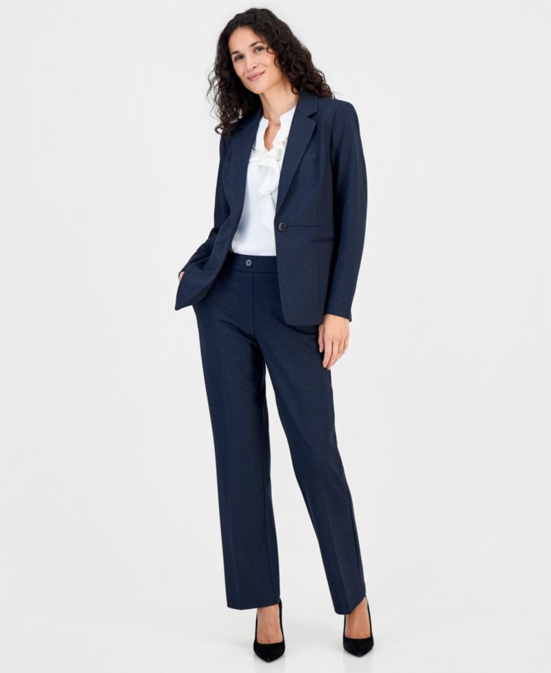 Women's Faux-Fly Pull-On Straight-Leg Pants