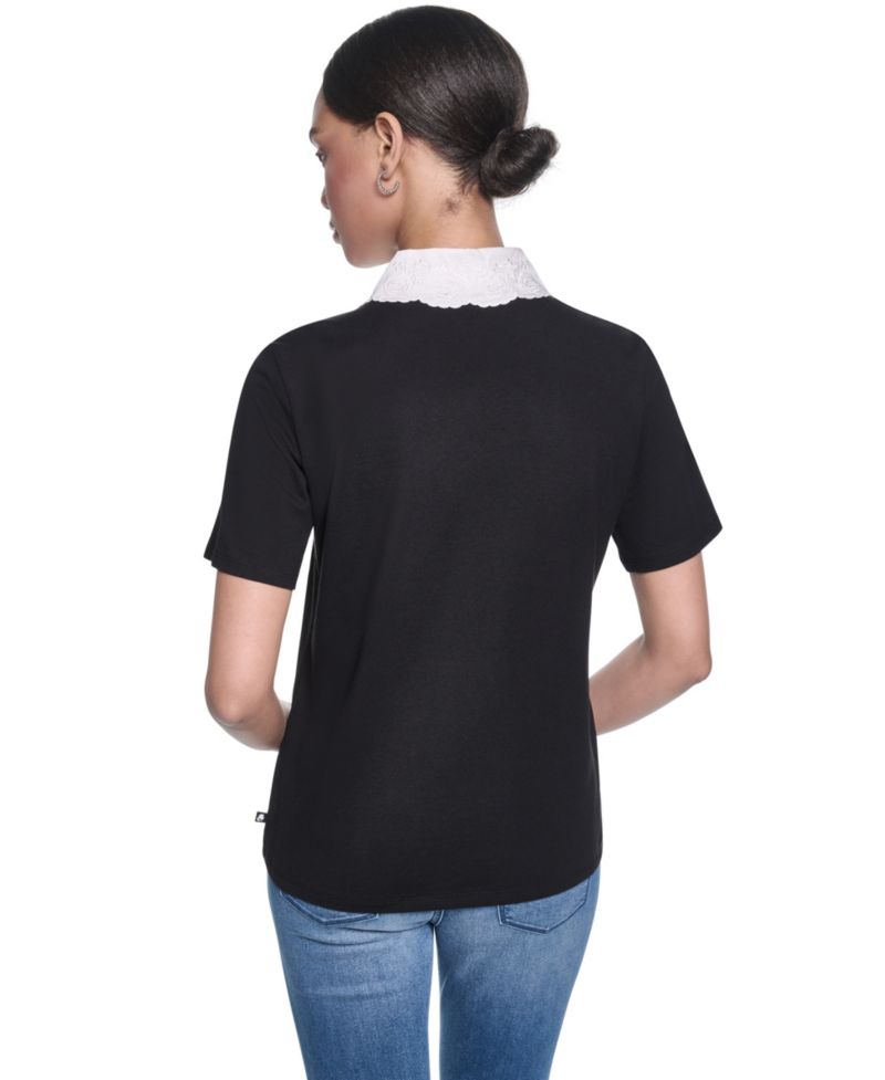 Women's Collared Short-Sleeve Blouse Top