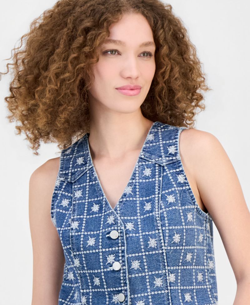 Women's Patchwork Embroidered Denim Vest