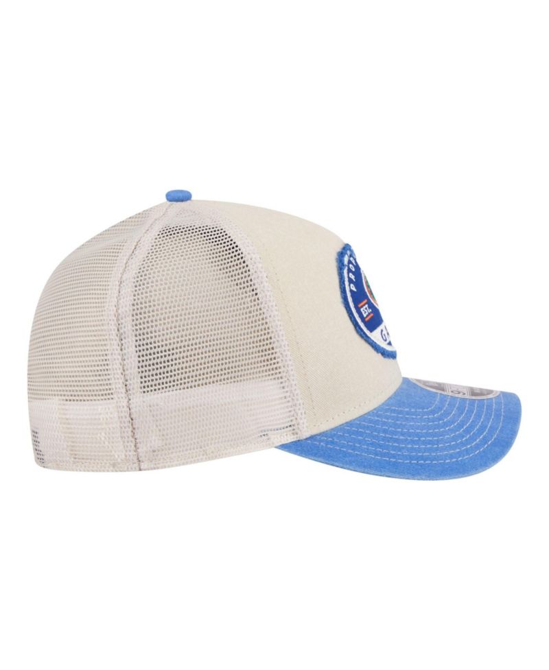 Men's Stone/Royal Florida Gators Frayed Patch 9FORTY M-Crown A-Frame Trucker Adjustable Hat
