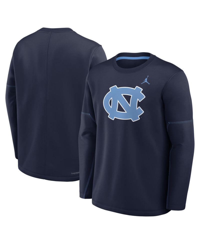 Men's Navy North Carolina Tar Heels 2026 Sideline Coaches Therma-FIT Long Sleeve T-Shirt