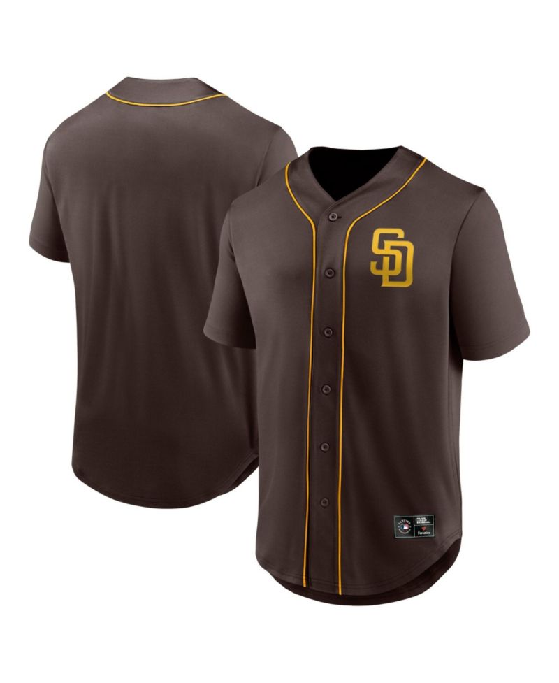 Men's Brown San Diego Padres Franchise Button-Up Fashion T-Shirt