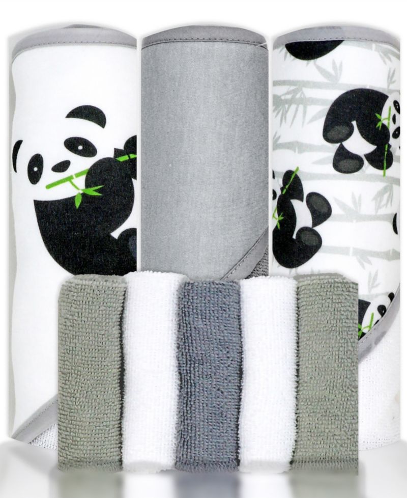 Baby Boys and Baby Girls 8 Piece Hooded Bath Towel and Wash Cloth Set