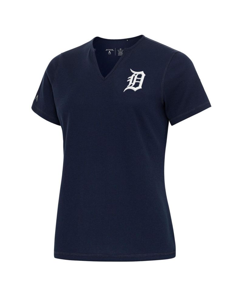Women's Navy Detroit Tigers Notch Neck T-Shirt