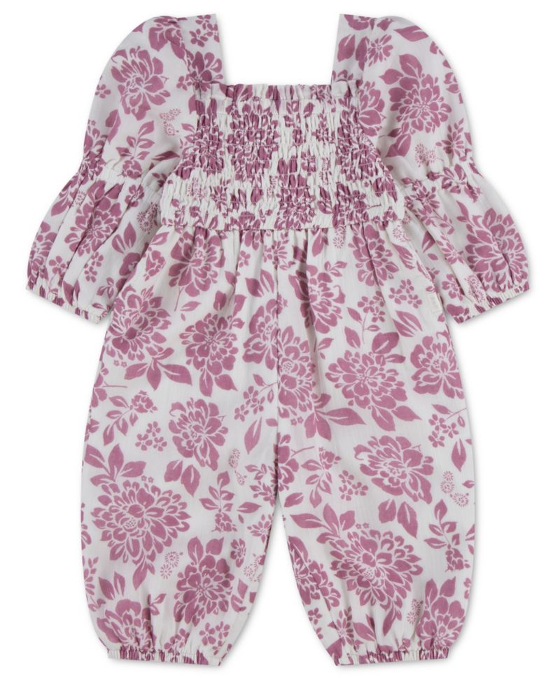 Baby Girls' Long-Sleeve Smocked Boho Jumpsuit