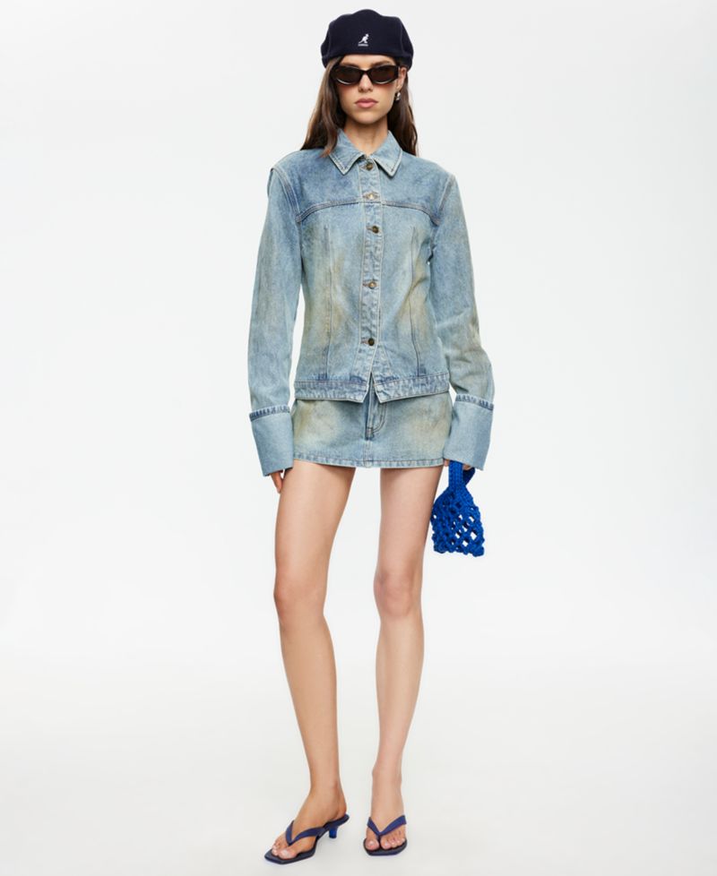 Women's The Bronx Spread Collar Button-Front Cotton Denim Jacket