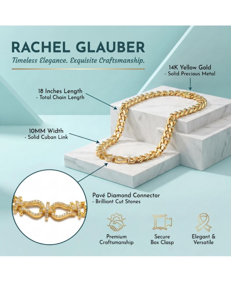 14K Gold Plated Cuban Chain CZ Door Knocker Necklace
