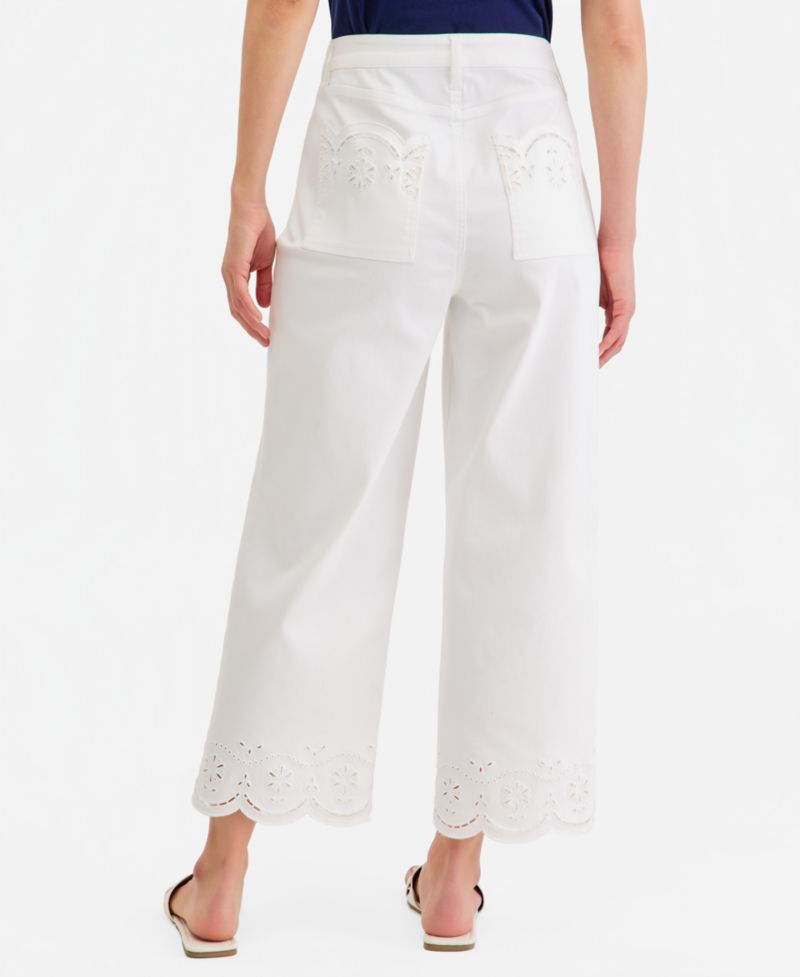 Petite Lexington Embroidered Wide-Leg Crop Jeans