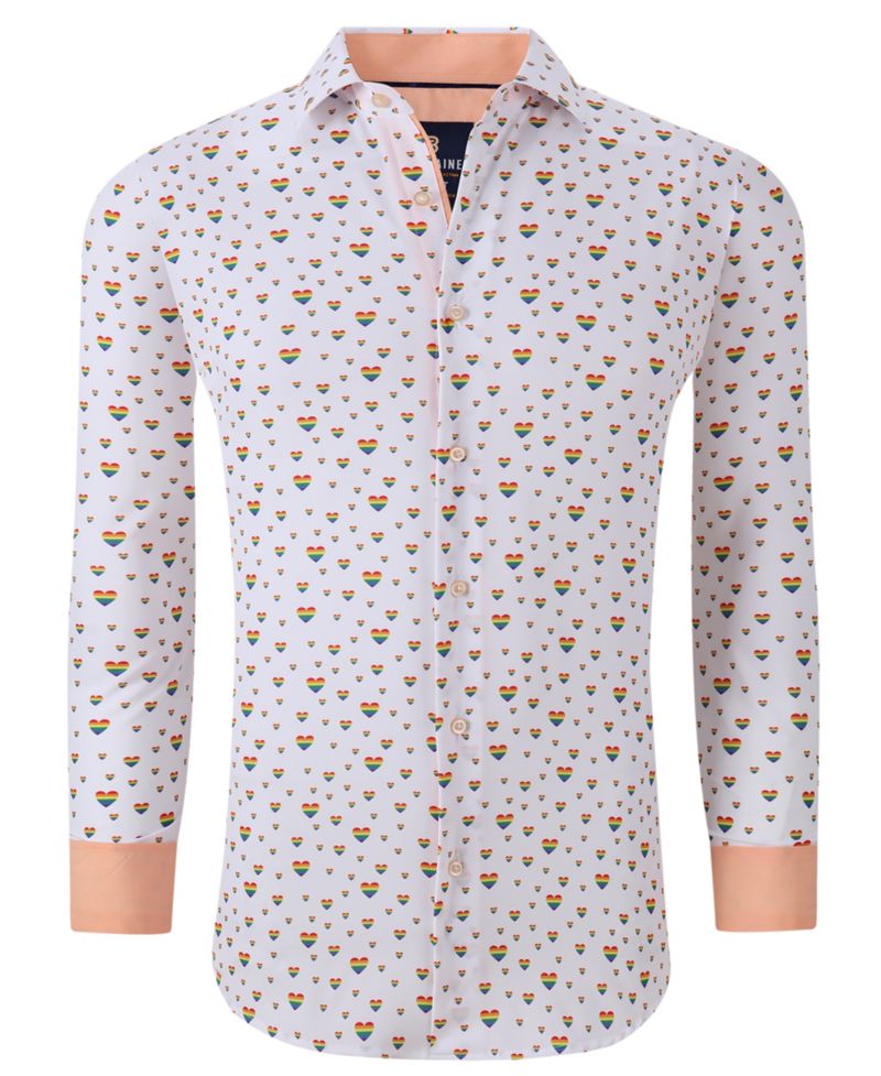 Men's Slim Fit Pride Performance Novelty Button Down Dress Shirt