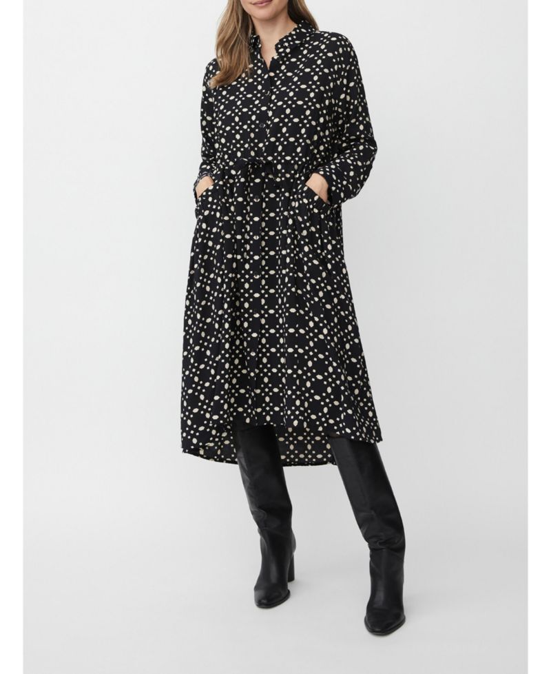 Women's MaNovany Long Sleeve Shirt Midi Dress