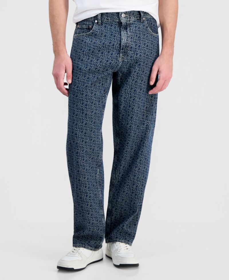 Men's Damon Logo-Print Cotton Relaxed Jeans