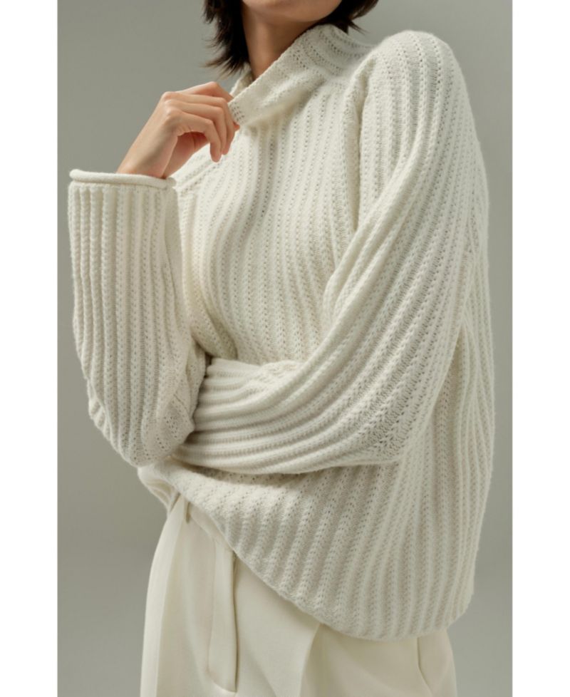 Women's Pointelle Mock Neck Sweater