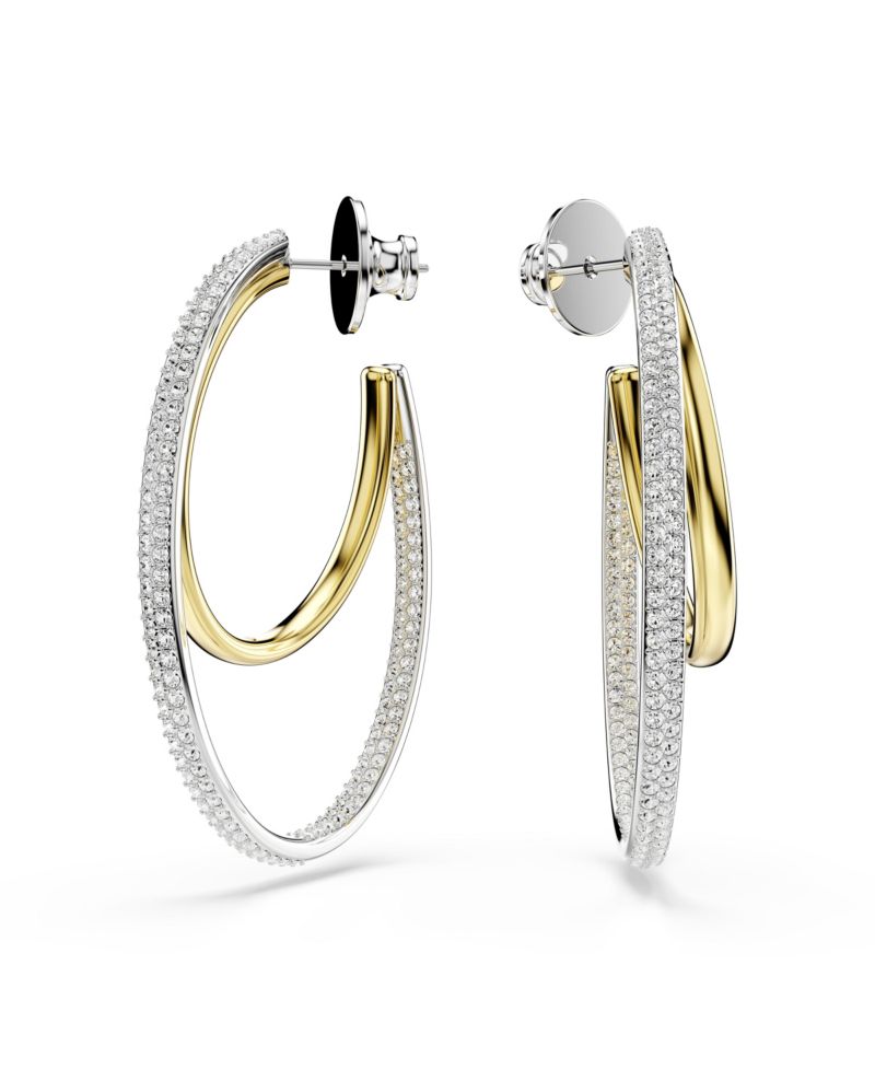 Round Cut Mixed Metal Finish Hyperbola Hoop Earrings